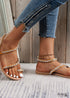 Boho Round Toe Rhinestone Flat Sandals